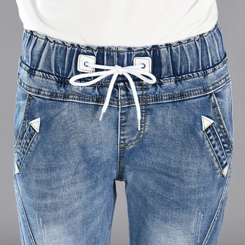 200 Pounds Plus Size 5XL Women Winter Harlan Jeans Leisure Elastic Waist Trousers Thick Girls Outerwear With Velvet Pants MZ1891