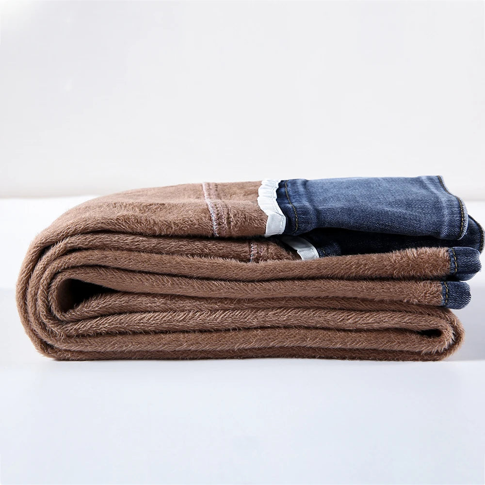 Fleece Women Warm Jeans Lady High Waist Skinny Pencil Denim Pants Winter Fleece Mom Retro Thicken Trouser Pantalones Aesthetic